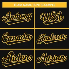 Black Yellow Full Button Classic Baseball Jersey 3