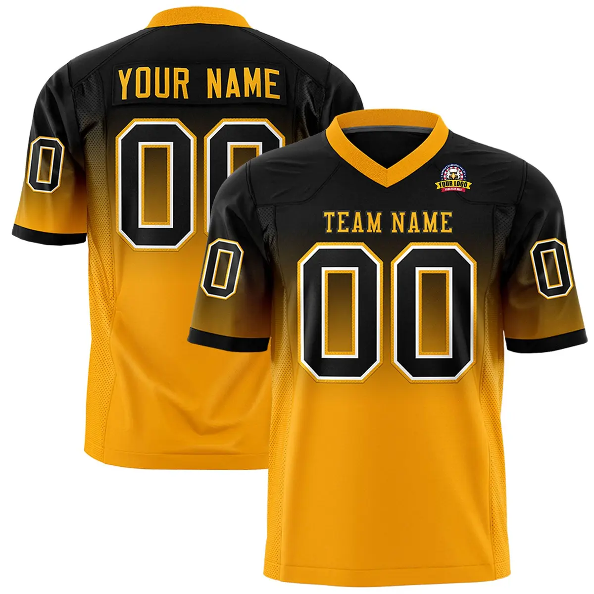 Black Yellow Gradient Fashion Authentic Football Jersey