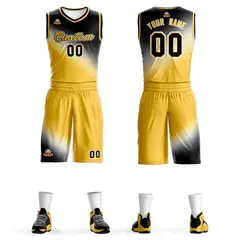 Black Yellow Gradient Fashion Basketball Jersey