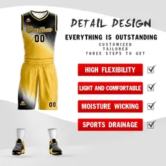 Black Yellow Gradient Fashion Basketball Jersey 2