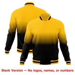 Black Yellow Gradient Full-Snap Varsity Letterman Jacket 7