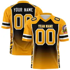 Black Yellow Gradient Side Pattern Authentic Football Jersey 1