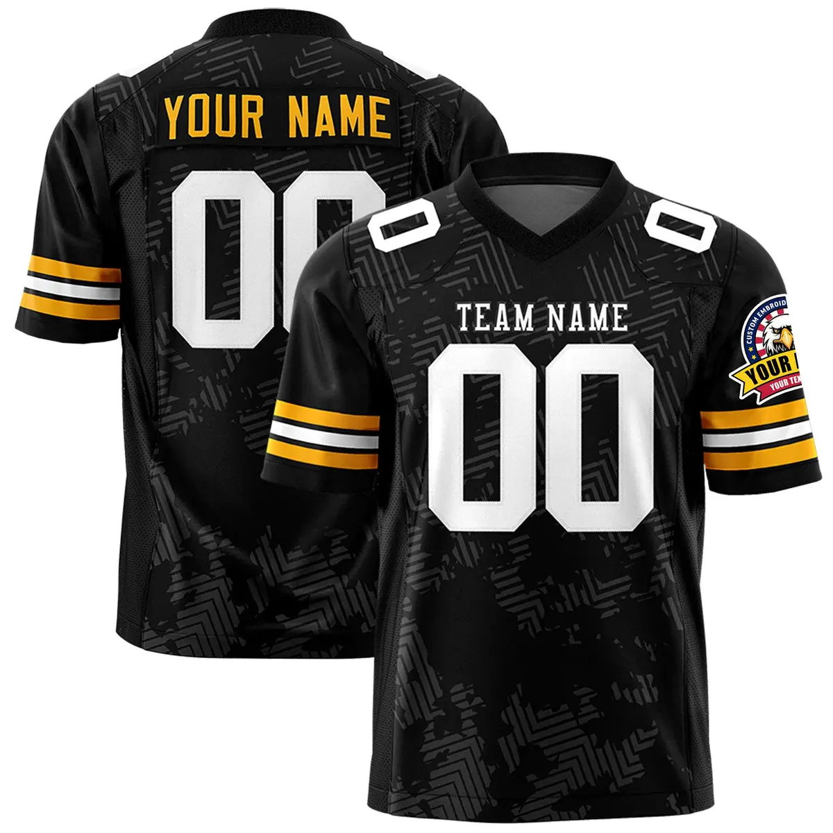 Black Yellow Graffiti Line Authentic Football Jersey