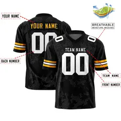 Black Yellow Graffiti Line Authentic Football Jersey 2