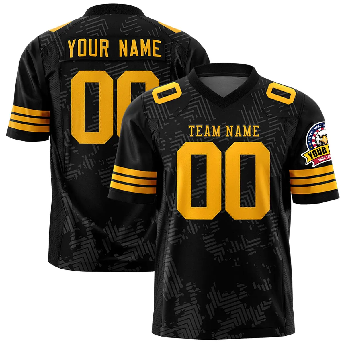Black Yellow Graffiti Line Authentic Football Jersey