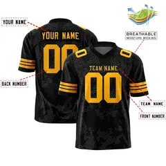 Black Yellow Graffiti Line Authentic Football Jersey 2