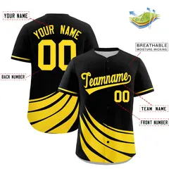 Black Yellow Graffiti Wind Mark Pattern Baseball Jersey 2