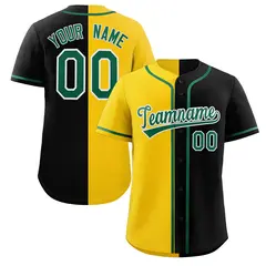 Black Yellow-Green Split Fashion Baseball Jersey