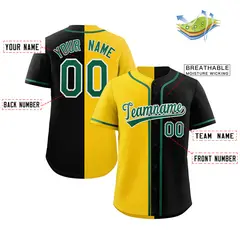 Black Yellow-Green Split Fashion Baseball Jersey 2