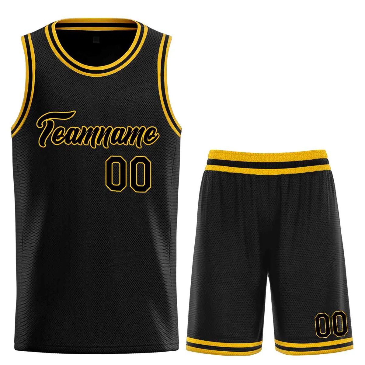 Black Yellow Heal Classic Sets Basketball Jersey