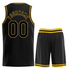 Black Yellow Heal Classic Sets Basketball Jersey 2