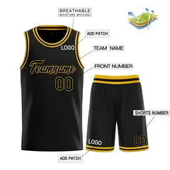 Black Yellow Heal Classic Sets Basketball Jersey 3
