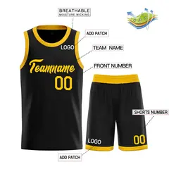 Black Yellow Heal Classic Sets Basketball Jersey 3