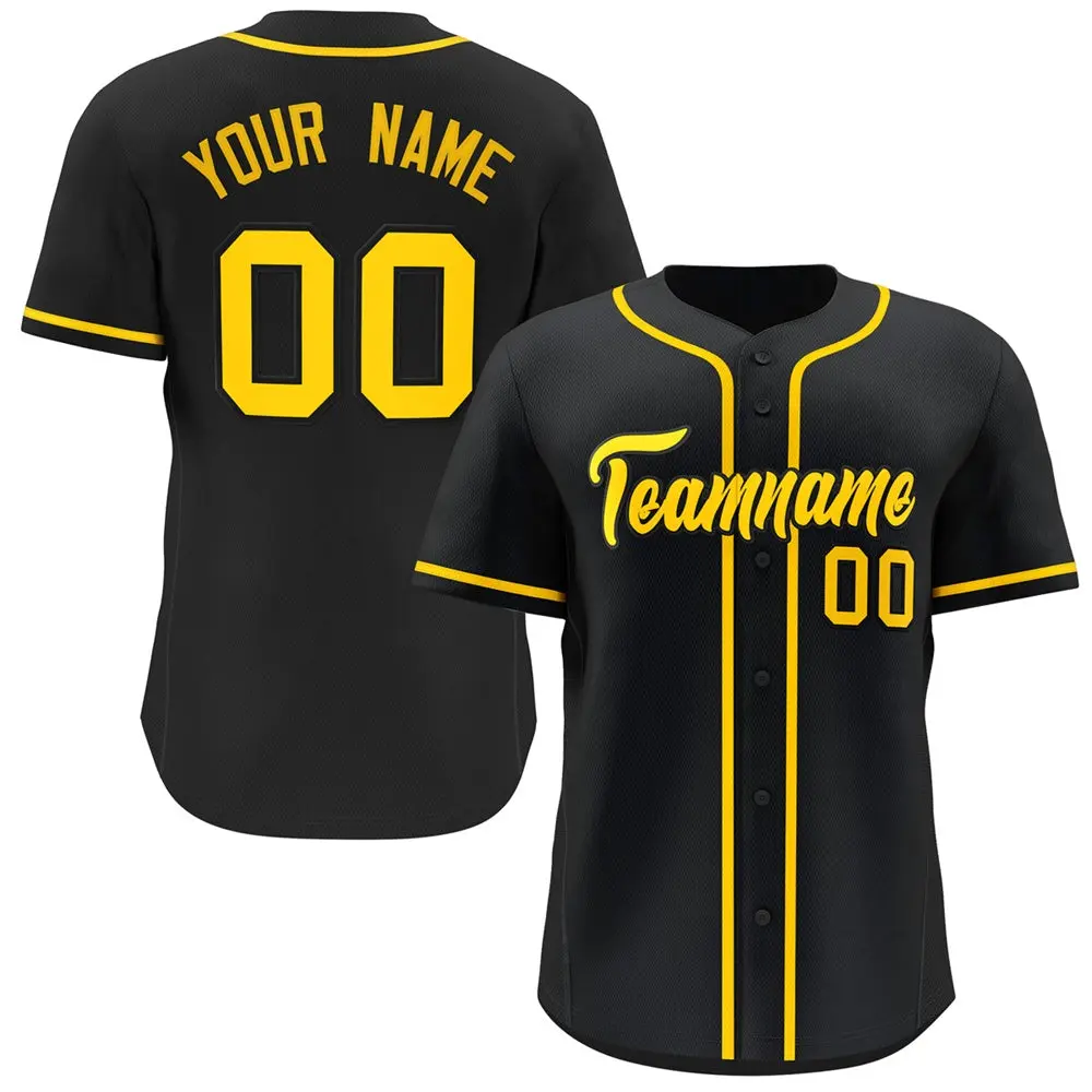 Black Yellow Hip Hop Classic Style Baseball Jersey