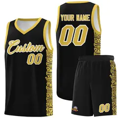 Black Yellow Indians Pattern Basketball Uniform Jersey 1