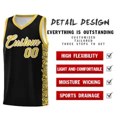 Black Yellow Indians Pattern Basketball Uniform Jersey 2