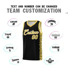 Black Yellow Indians Pattern Basketball Uniform Jersey 4