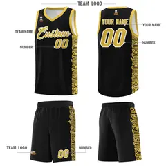 Black Yellow Indians Pattern Basketball Uniform Jersey 5
