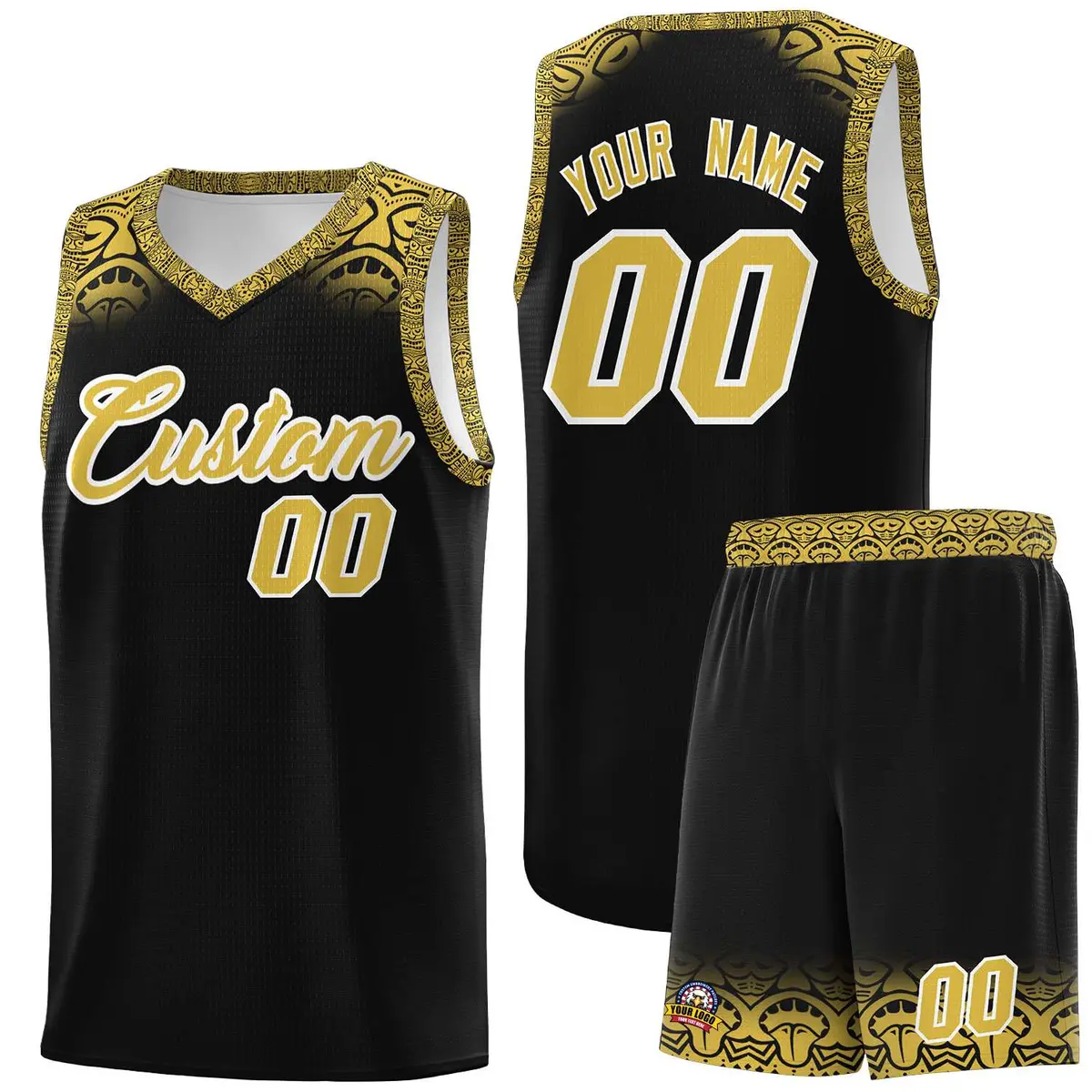 Black Yellow Indians Print Basketball Jersey Sports Uniform