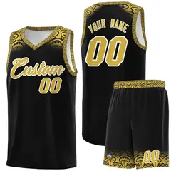 Black Yellow Indians Print Basketball Jersey Sports Uniform