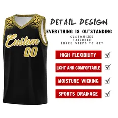 Black Yellow Indians Print Basketball Jersey Sports Uniform 2
