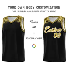 Black Yellow Indians Print Basketball Jersey Sports Uniform 3