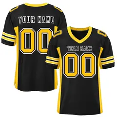 Black Yellow Insert Color Design Mesh Football Jersey