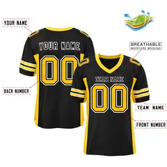 Black Yellow Insert Color Design Mesh Football Jersey 2