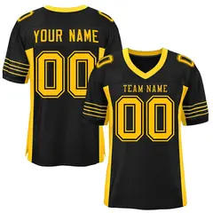 Black Yellow Insert Color Design Mesh Football Jersey 1