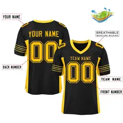 Black Yellow Insert Color Design Mesh Football Jersey 2