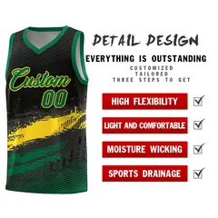 Black Yellow Kelly Green Graffiti Pattern Basketball Jersey 2