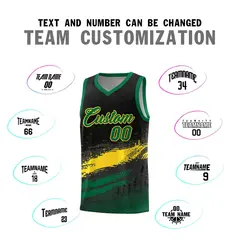 Black Yellow Kelly Green Graffiti Pattern Basketball Jersey 4