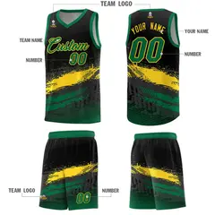 Black Yellow Kelly Green Graffiti Pattern Basketball Jersey 5