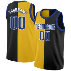Black Yellow-Navy Split Fashion Basketball Jersey 1