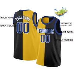 Black Yellow-Navy Split Fashion Basketball Jersey 2