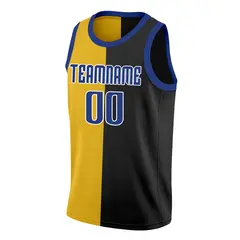 Black Yellow-Navy Split Fashion Basketball Jersey 3