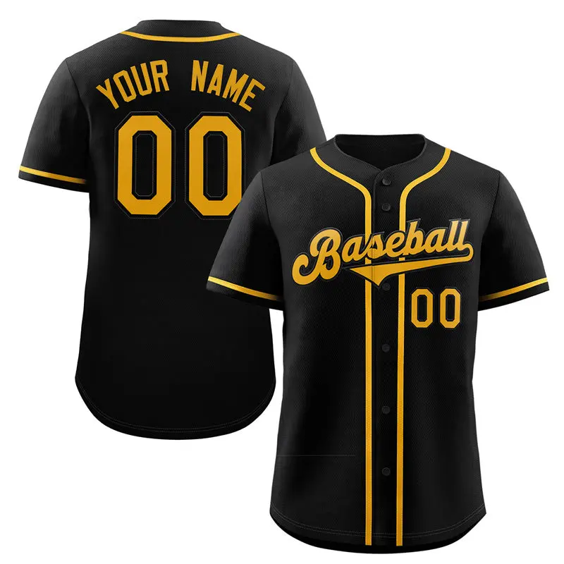 Black Yellow Pullover Baseball Jersey