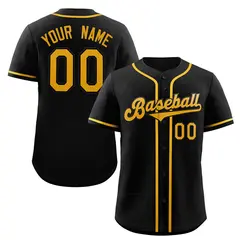 Black Yellow Pullover Baseball Jersey
