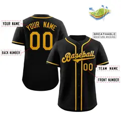 Black Yellow Pullover Baseball Jersey 2