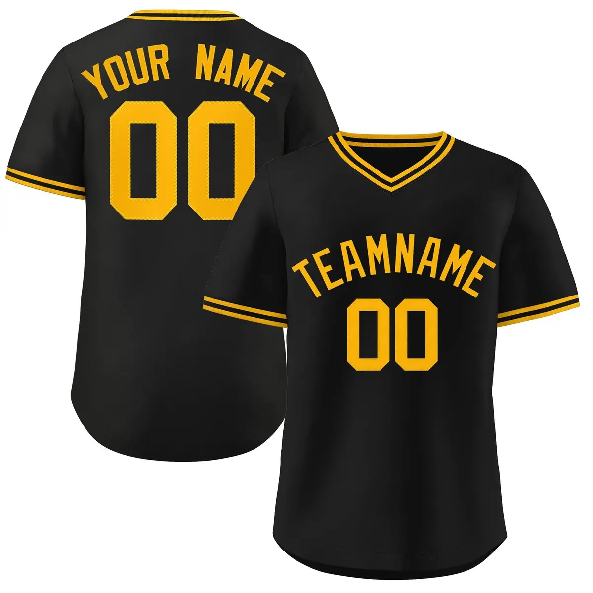 Black Yellow Pullover Baseball Jersey