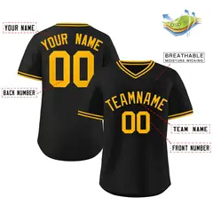 Black Yellow Pullover Baseball Jersey 2