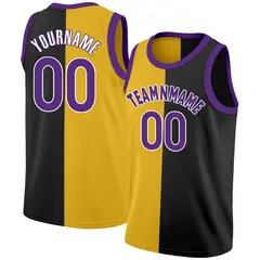 Black Yellow-Purple Split Fashion Tops Basketball Jersey