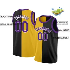 Black Yellow-Purple Split Fashion Tops Basketball Jersey 2