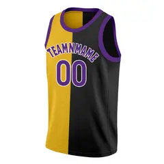 Black Yellow-Purple Split Fashion Tops Basketball Jersey 3
