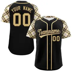 Black Yellow Raglan Sleeves Authentic Baseball Jersey 1