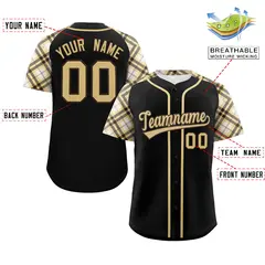 Black Yellow Raglan Sleeves Authentic Baseball Jersey 2