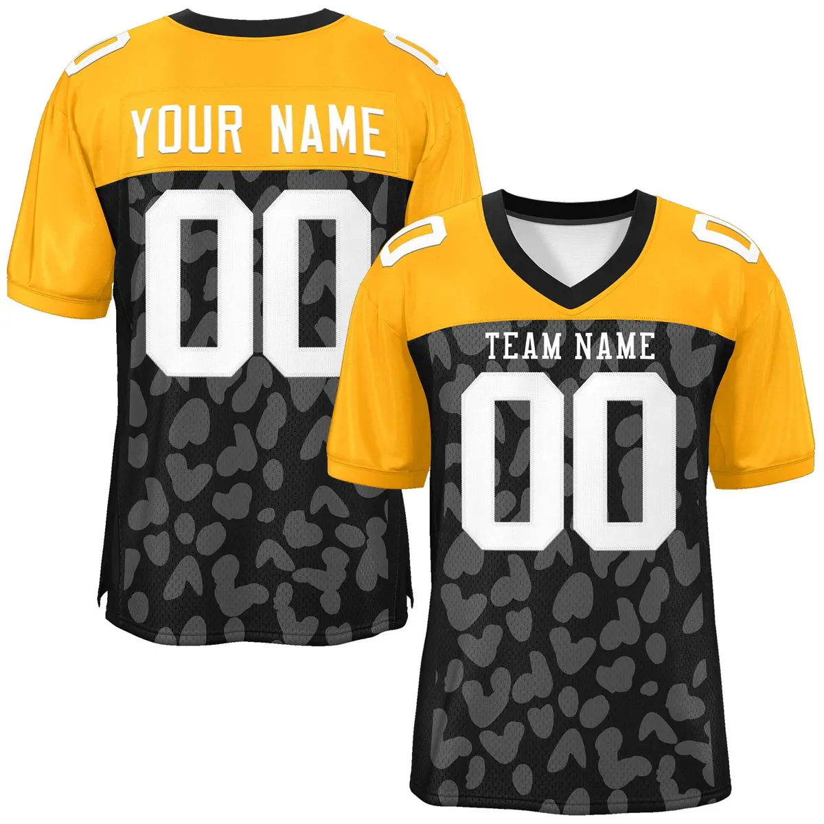 Black Yellow Raglan Sleeves Camo Authentic Football Jersey
