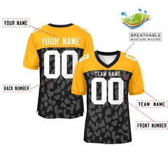 Black Yellow Raglan Sleeves Camo Authentic Football Jersey 2