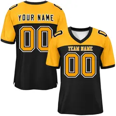 Black-Yellow Raglan Sleeves Football Jersey