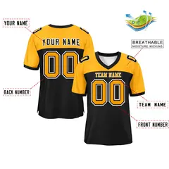 Black-Yellow Raglan Sleeves Football Jersey 2